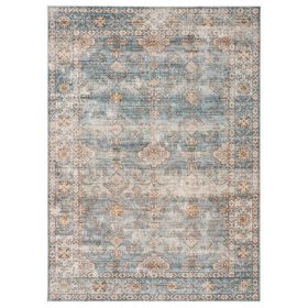 Mia 7 x 5 Medium Soft Fabric Floor Area Rug, Washable, Vintage Two Tone Border Design
