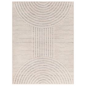 5 x 7 Modern Area Rug, Simple Geometric Design, Soft Fabric, Cream, Gray