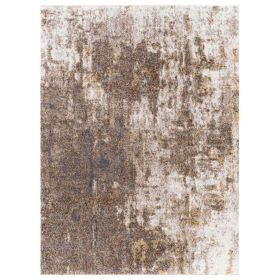 5 x 7 Modern Area Rug, Abstract Paint Art Design, Soft Fabric, Brown, Beige