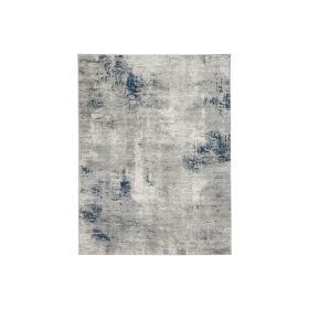 Vin 8 x 10 intage Floor Area Rug, 8mm Pile, Large, Washed Gray, Blue Ivory