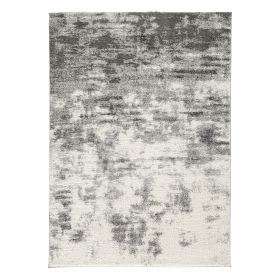 Pax 8 x 10 Modern Area Rug, Smoky Paint Design, Fabric, Large, Cream, Gray