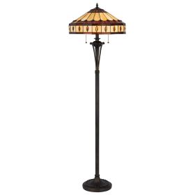 Xia 61 Inch Tiffany Style Vintage Floor Lamp, Glass Shade, Antique Bronze