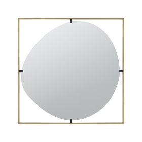 Ani 32 Inch Mirror, Artistic Oval Cut Out Design, Gold Finish Metal Frame