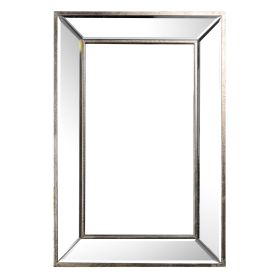 Toby 16 x 24 Inch Wall Mount Accent Mirror, Large Wood Frame, Brown