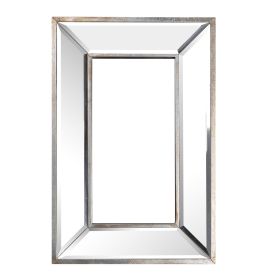 Toby 12 x 18 Inch Wall Mount Accent Mirror, Antique Silver Wood Frame