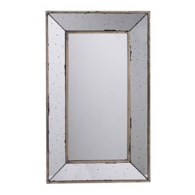 Filo 24 Inch Wall Mirror, Raised Tray Edges, Mirrored Rectangular Frame