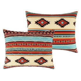 Tagus 36 Inch King Pillow Sham, Natural Southwest Patterns, Side Zippers