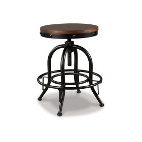 Zane 24 Inch Adjustable Swivel Counter Stool, Set of 2, Black Metal Base