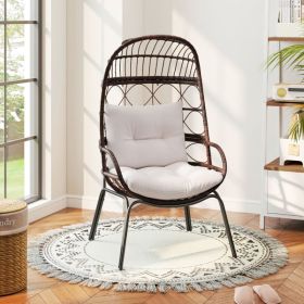 Patio Wicker Egg Chair Outdoor Rattan Lounge Basket With Seat And Back Cushions  Support Up To 400 Lbs,for Backyard, Poolside, Indoor Places And So On