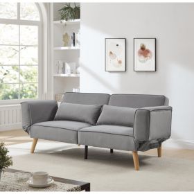 72.8 Futon Sofa Bed, Sleeper Sofa, Small Couch With Adjustable Armrests, Adjustable Recliner Sleeper Sofa Bed For Living Room, Bedroom, Apartment, Gra