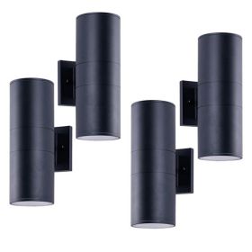 12in Outdoor Wall Lights 4Pack, Cylinder Up Down Lights, 60W 2700K Aluminum Exterior Wall Light, Outdoor Light Fixture For Porch Patio Door. Matte Bla