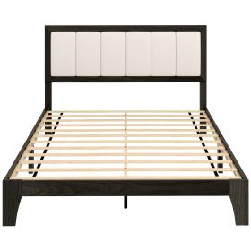 HOMCOM Full Bed Frame with Headboard Full Size Platform Bed Frame with Wooden Slats No Box Spring Needed Easy Assembly Walnut