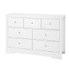 7 Drawer Dresser, Wooden Chest of Drawers with Sliding with Anti-tip Device, Modern Minimalist Dresser Chest, Closet Storage Organizer for Living Room
