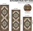 100% Non Slip Kitchen Rugs Sets of 3 Washable Boho Kitchen Mats for Floor Vintage Farmhouse Kitchen Rug Soft Runner Rug for Hallway, Laundry Room