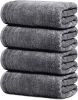 Pack of 4 Extra Large Bath Towels 30 x 60 Inches, 100% Cotton, Larger & Lighter Weight, Quicker to Dry, Super Soft and Absorbent, Perfect for Bathroom