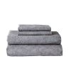 300 Thread Count 4-Piece Cotton Percale Ziggy Geo Print Grey Flannel Bed Sheet Set, Full