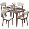 5-Piece Dining Table Set for 4, Mid-Century Modern Kitchen Table and Chairs, Cream White