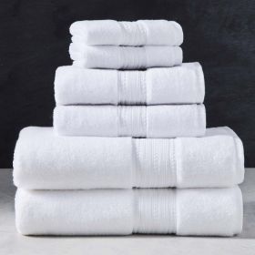 Signature Soft Solid Cotton 6 Piece Bath Towel Set,Arctic White