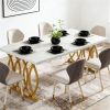 Modern style dining table, living room table, kitchen table, rectangular dining table, artificial marble tabletop, exquisite design, with steel frame