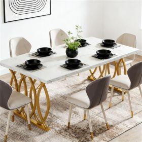 Modern style dining table, living room table, kitchen table, rectangular dining table, artificial marble tabletop, exquisite design, with steel frame
