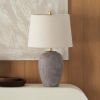 Nourison Home 23 Greyish Brown Earth Tone Rustic Farmhouse Ceramic Table Lamp for Bedroom