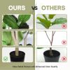 6FT Artificial Fiddle Leaf Fig Tree with Black Plastic Pot, Real Touch Fake Indoor Plant for Home Office Living Room Corner Decoration, 1pc/set