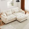 Over Size Modern Two-seater Sofa with Ottoman, Velvet 2-Seater with Round Bolster Armrests,With Waist Pillow and Throw Pillows