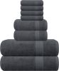 Soft 8-Piece Towel Set - 100% Pure Ringspun Cotton, Contains 2 Oversized Bath Towels 27x54, Hand 16x28, 4 Wash Cloths 13x13 Ideal for Everyday use