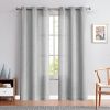 Linen Textured Curtains 84 inches Light Grey Bedroom Living Room Window Curtain Set Light Filtering Drapes Grommet Top 2 Panels