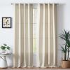 Heathered Beige Curtains for Living Room 84 inches Linen Textured Curtains Light Filtering Back Tab Curtains Casual Weave Back Tab Drapes 2 Panels