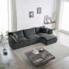 Free Combination Comfy Upholstery Modular Oversized L Shaped Sectional Sofa With Reversible Ottoman, Gray Chenille
