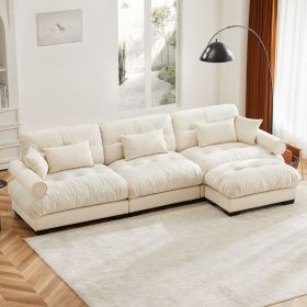 Super Comfort Oversized Modular Velvet Sectional Sofa Couch with Movable Ottoman,Corner Sectional with Bolstered Armrests, Deep Seat Cloud Couch