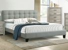 Contemporary 1pc California King Size Bed Grey Polyfiber Tufted Headboard Platform Bedframe Bedroom Furniture