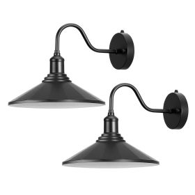 VEVOR Outdoor Barn Light, 11.5 in Diameter, 2-Pack Farmhouse Gooseneck Light Fixture, Dusk to Dawn Exterior Wall Sconce, with Anti-Rust