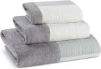 Modern Line Bathroom Towel Set - 3 Piece Set, Modern Design, Luxury Gray Towels