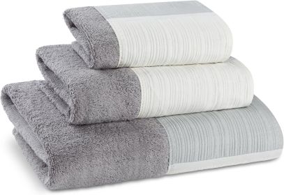 Modern Line Bathroom Towel Set - 3 Piece Set, Modern Design, Luxury Gray Towels