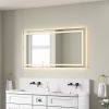 55 x 30 Inch LED Bathroom Mirror with Front and Backlight, Wall Mounted Vanity Mirror with Aluminum Frame, Anti-Fog, Memory, 3 Colors