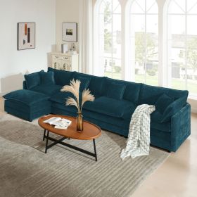 Modular Sectional Sofa for Living Room,U Shaped Couch 5 Seater Convertible Sectional Couch with 1 Ottoman ,Blue Chenille