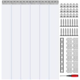 Strip Curtain, 84" Height x 38" Width, 0.08" Thickness, 6PCS Clear PVC Strip Door Curtain, Freezer Curtain, Plastic Door Strips for Walk in Freezers