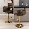 Furniture Swivel Barstools Adjustable Seat Height, Modern PU Upholstered Bar Stools with the whole Back Tufted, for Home Pub and Kitchen Island(Brown