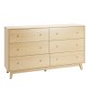 VEVOR 6 Drawer Dresser, Wooden Chest of Drawers with Sliding with Anti-tip Device, Modern Minimalist Dresser Chest