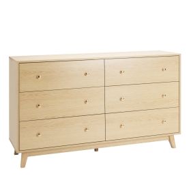 VEVOR 6 Drawer Dresser, Wooden Chest of Drawers with Sliding with Anti-tip Device, Modern Minimalist Dresser Chest