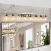 51" Modern 8-Light Bathroom Vanity Light Fixture - Brushed Nickel Finish with Clear Glass Shades, Perfect for Bathroom, Vanity