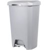 12.1 Gallon Trash Can, Plastic Soft Close Step On Kitchen Trash Can, Gray