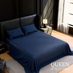 Bedding Queen Bed Sheets Set - 4 Piece Bedding - Brushed Microfiber - Shrinkage and Fade Resistant - Easy Care (Queen, Navy Blue)