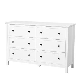 6 Drawer Dresser, Wooden Chest of Drawers with Sliding and Anti-tip Device, Retro Minimalist Dresser Chest