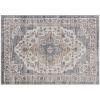 4x6 Area Rug, Vintage Machine Washable Rug, Non-Slip Carpet for Living Room, Bedroom, Dining Room, Brown & Light Blue