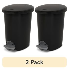 (2 pack) 2.6 Gallon Ultra™ StepOn Wastebasket, Small Plastic Trash Can, Step On to Open, Black