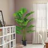 2 Pieces 5 Feet Artificial Monstera Tree Set with Plastic Nursery Pot for Porch and Office