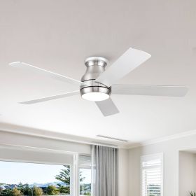 52 in. Integrated LED Farmhouse Indoor/Outdoor Nickel Smart Ceiling Fan with Remote Control
